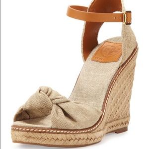 Tory Burch Macy Linen Espadrille Wedge, Gold Wash